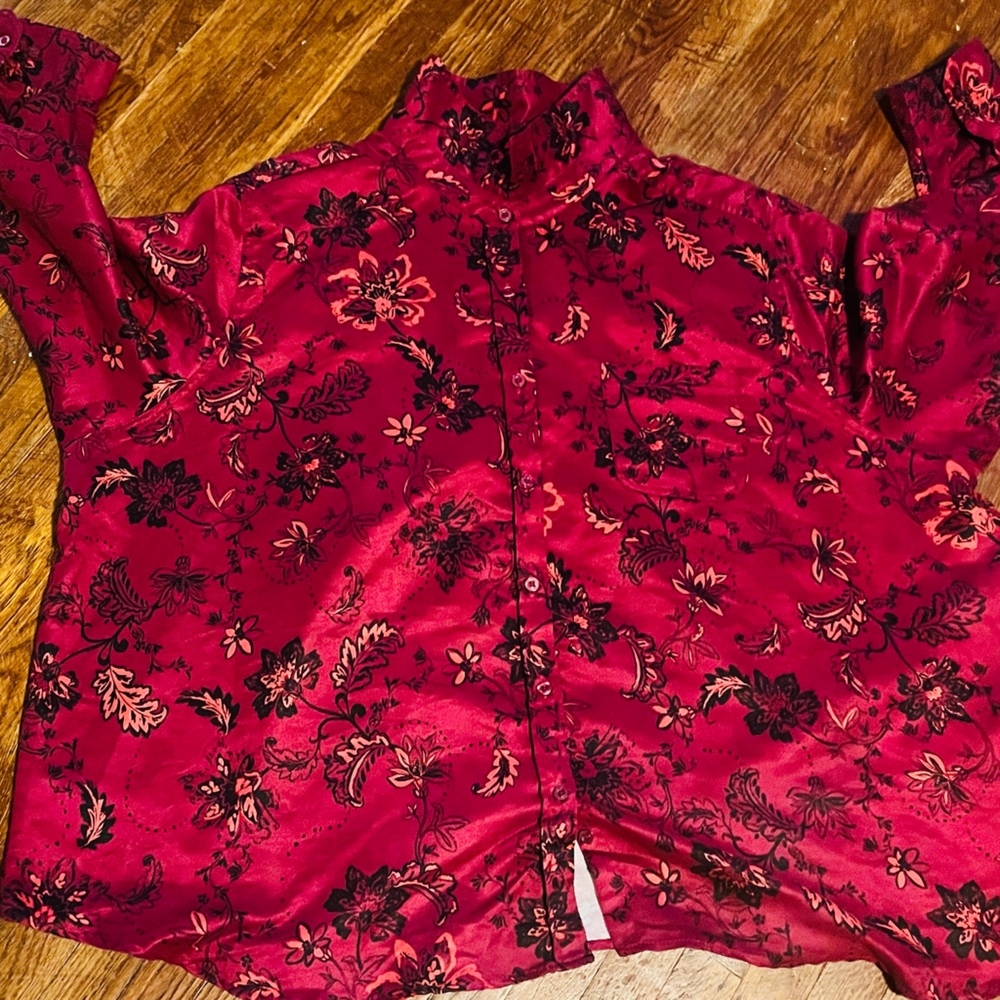 Faux Suede Floral Button Shirt